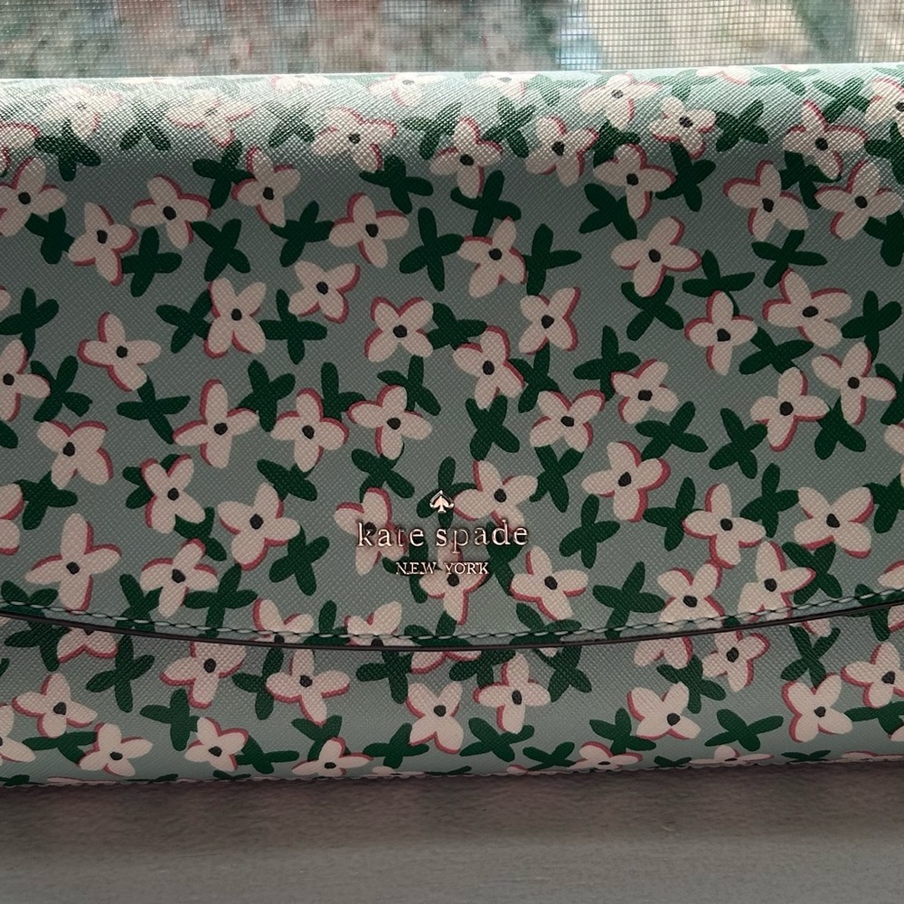Kate Spade Green and White Floral Crossbody